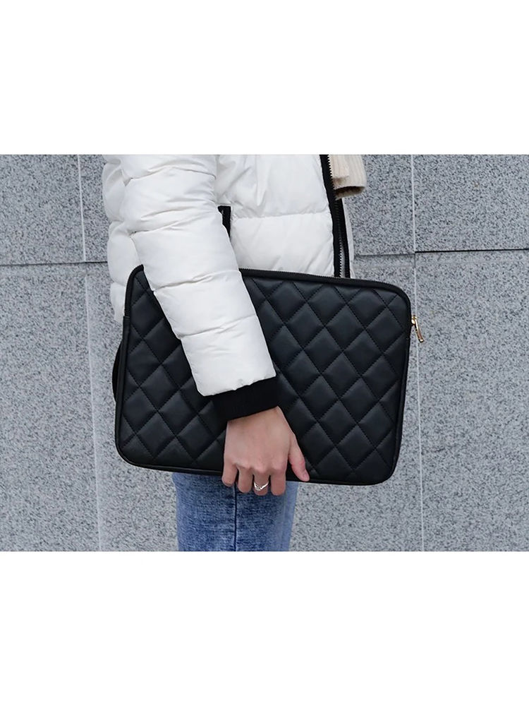 ABELARDO DE MODA Black Textured Laptop Sleeve-picture-7