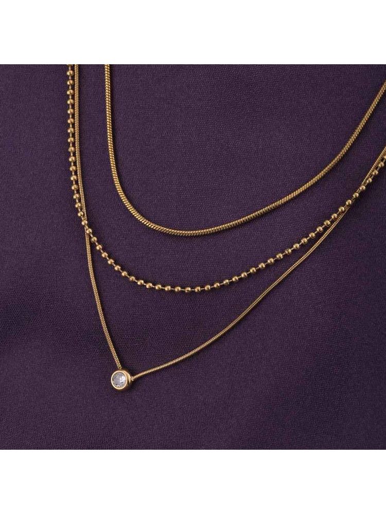 Palmonas White Golden Layers Stone Necklace-picture-15