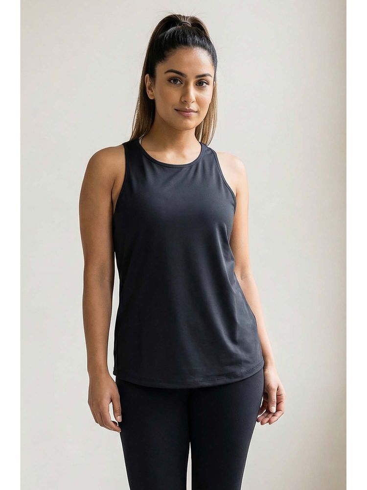 Zivame Black Solid Relaxed Tank Top-image-2