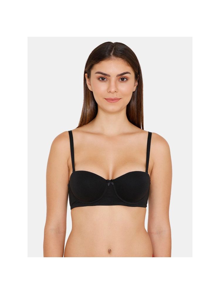 Zivame Padded Wired 3/4th Coverage Strapless Bra-Anthracite - Black