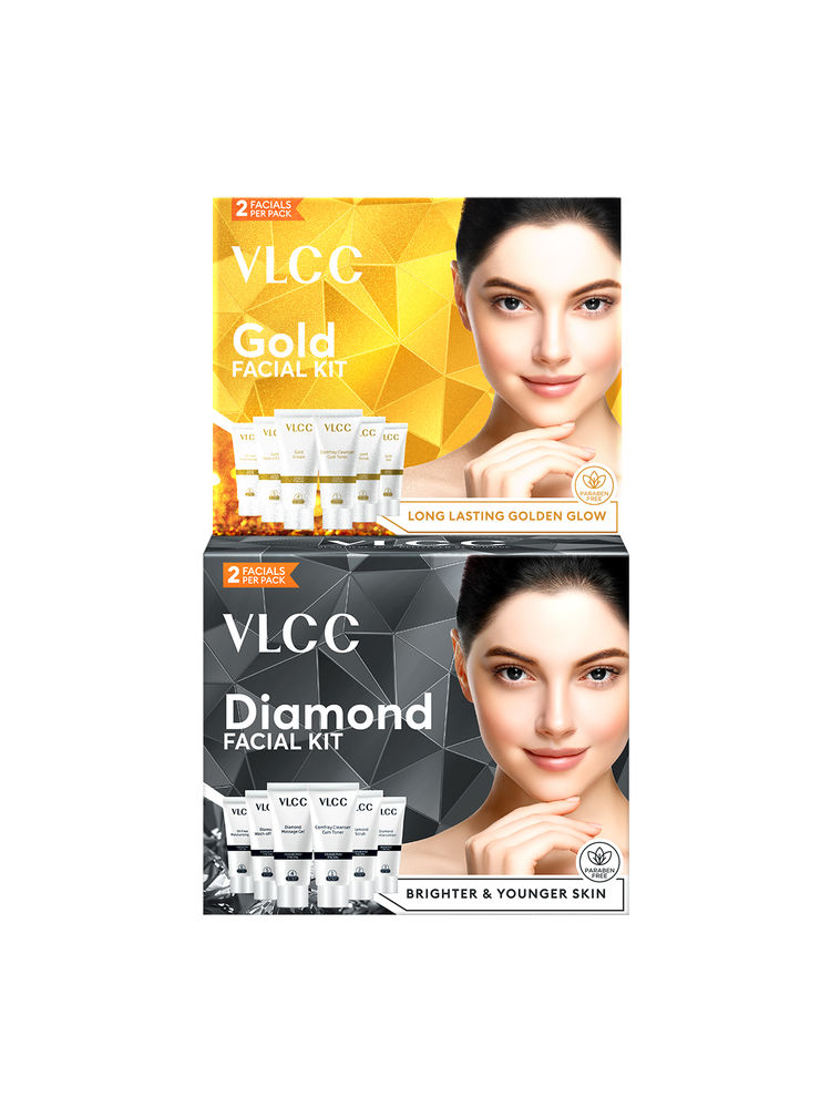 VLCC Gold Single Facial Kit & Diamond Single Facial Kit Combo