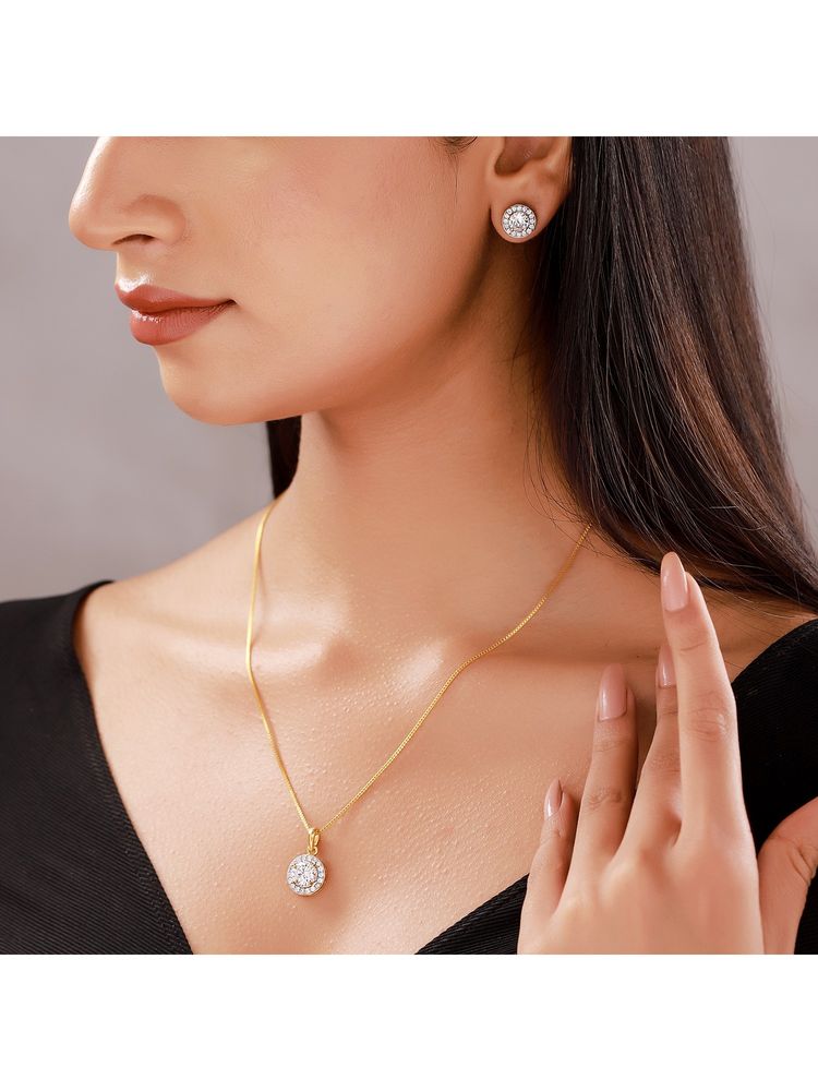 Voylla Sparkling Elegance Golden Glow Pendant Set-picture-12