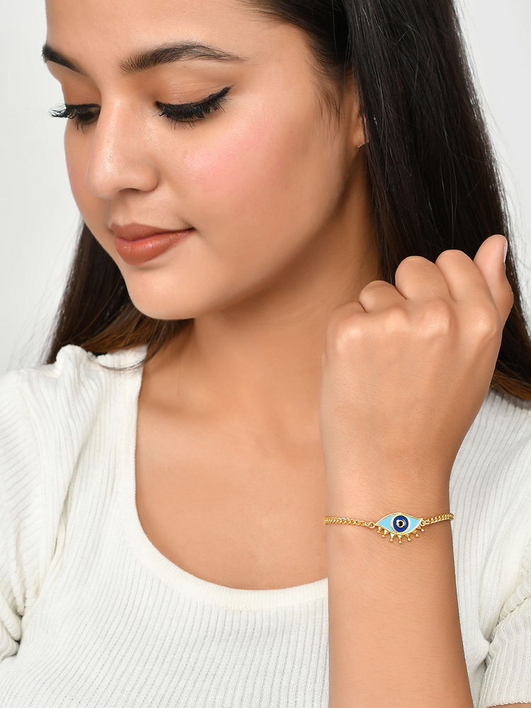 Voylla Evil Eye Motif Gold Plated Bracelet-image-1