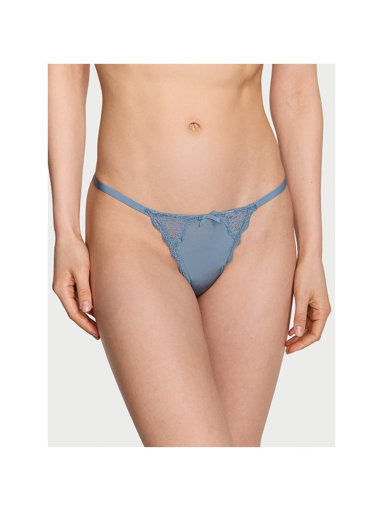 victoria's secret intimates Victoria's Secret Blue Dream Angels Lace-Trim V-String Thong Panty (M)-picture-33