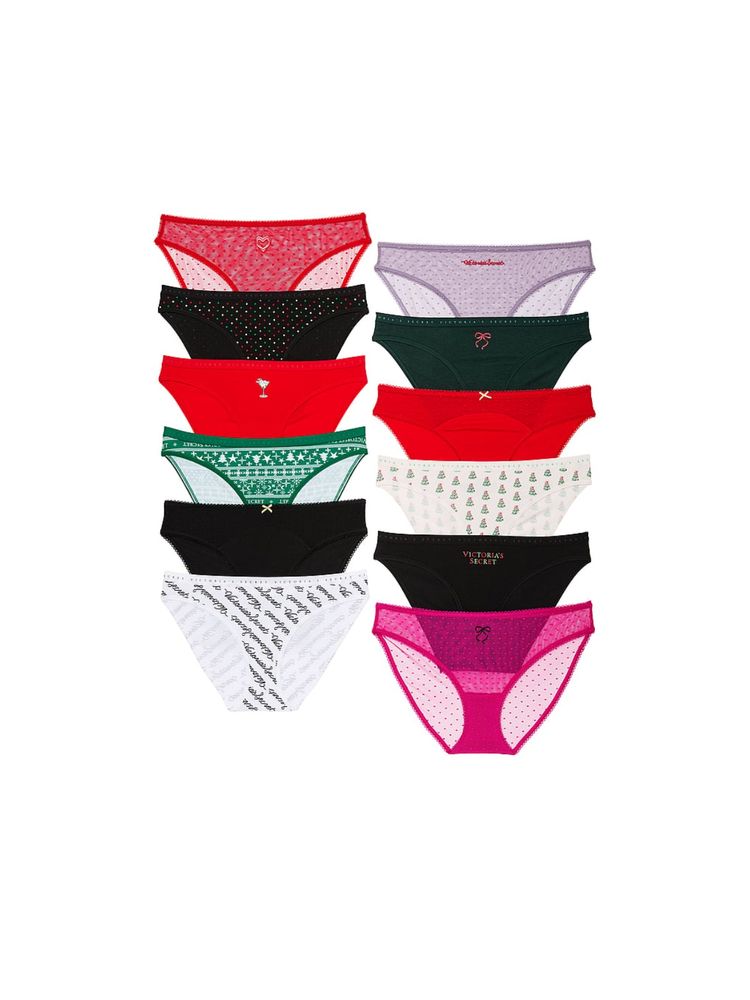 Victoria's Secret Multi-Color Holiday Advent Calendar Bikini Panties (Pack of 12)-image-8