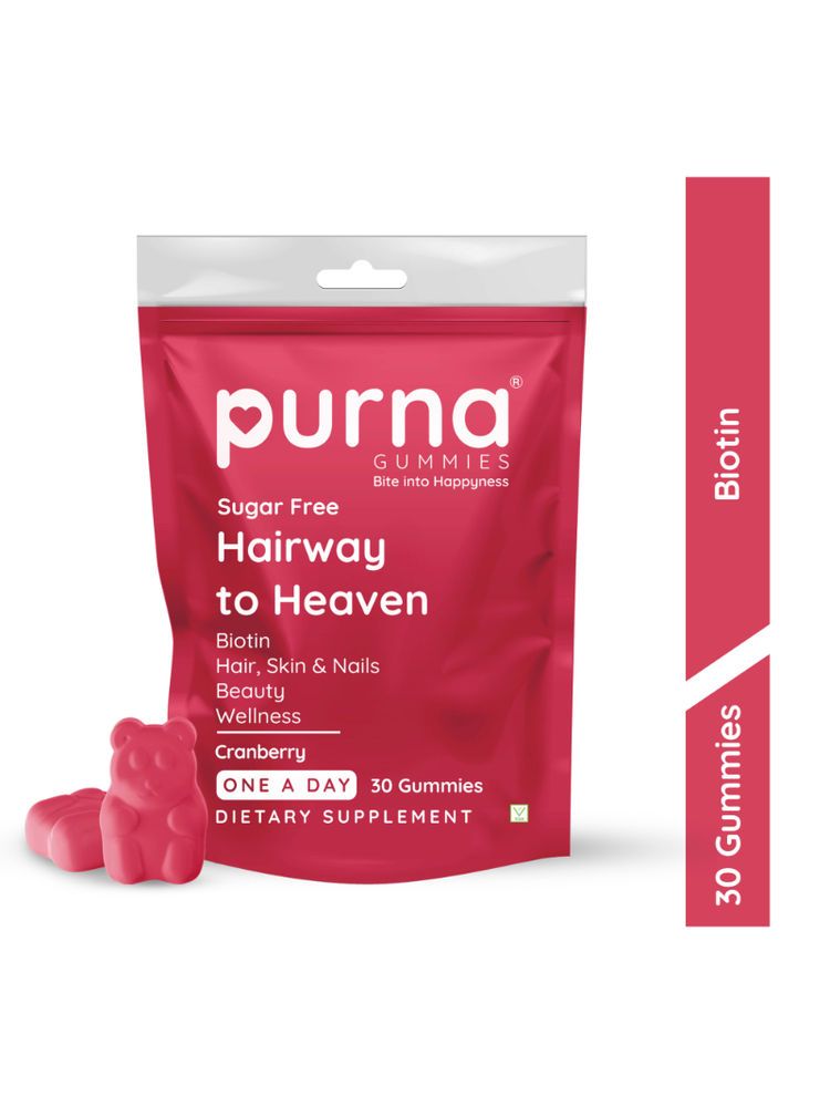 Purna Gummies Hair Biotin Cranberry Sugar Free Gummies With Vitamin B12 For Hair, Skin & Nail