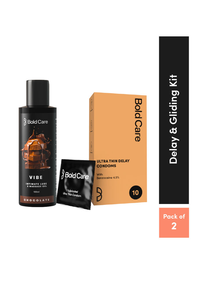 Bold Care Condom & Lube (Ultra Thin Long Last Condoms + Chocolate Lubricant)