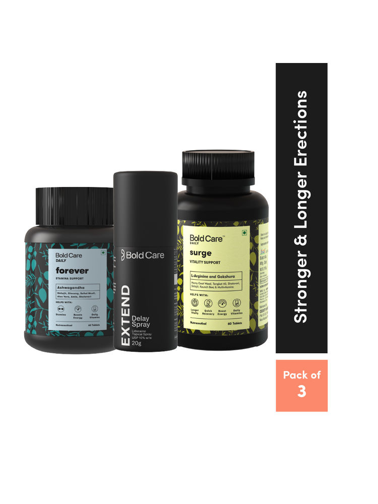 Bold Care All Rounder Support Kit -forever + Surge Tablets + Extend Delay Spray