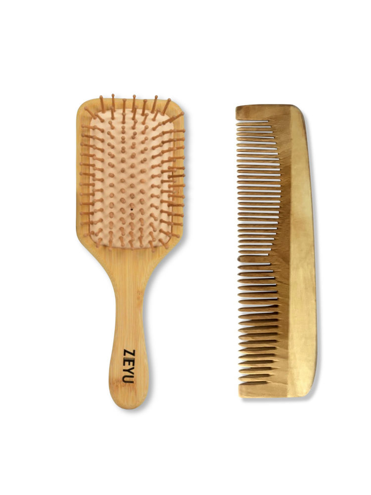 ZEYU Wooden Hair Brush And Wooden Comb With Bamboo Bristles-picture-11