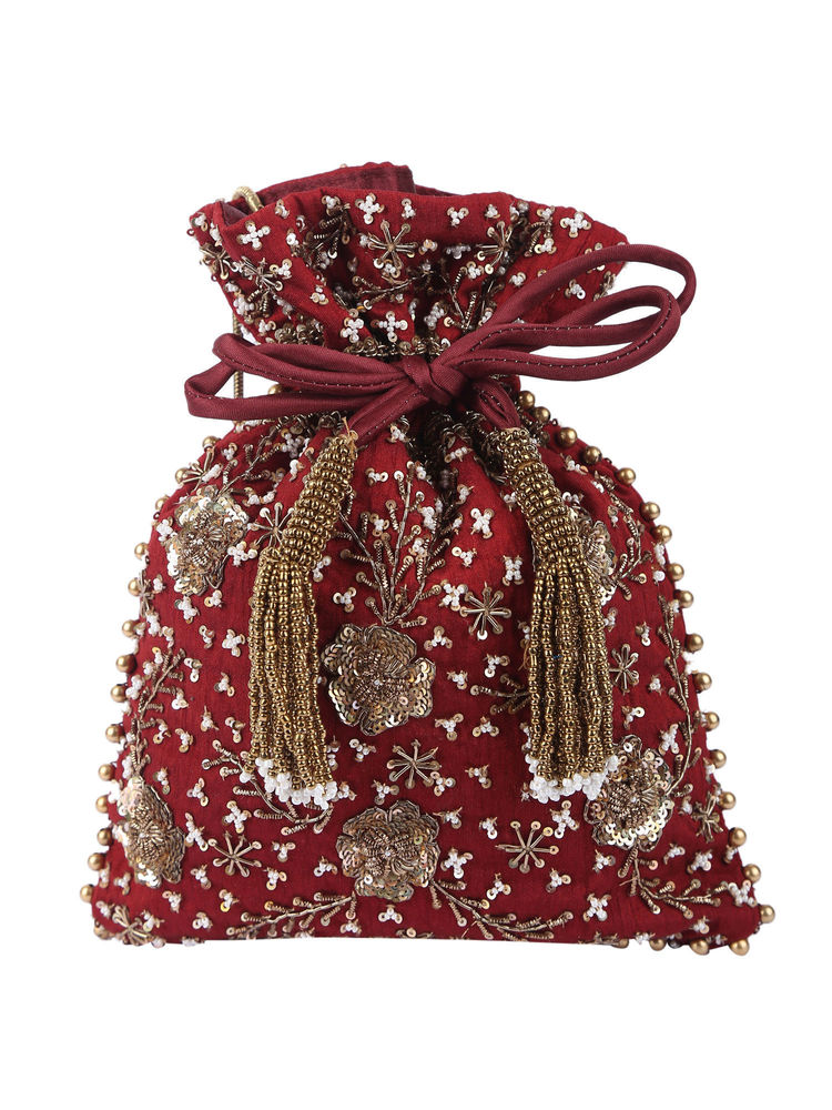 5 Elements by Radhika Gupta Red Handcrafted Potli-picture-9