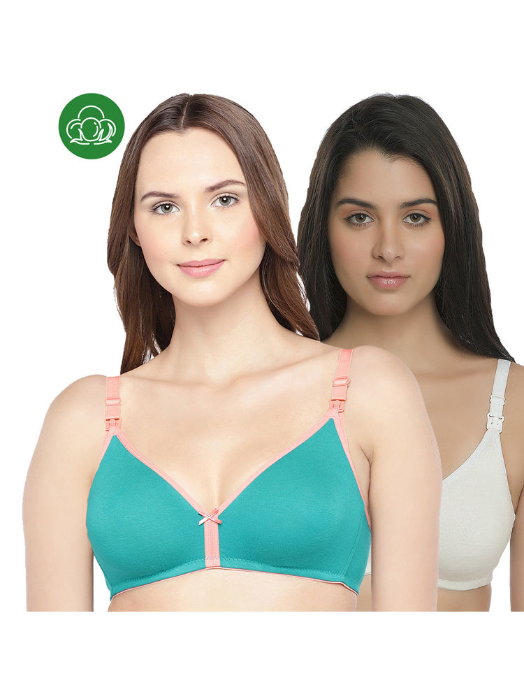 Inner Sense Organic Cotton Antimicrobial Nursing Bra Pack of 2 - Multi-Color-image-21