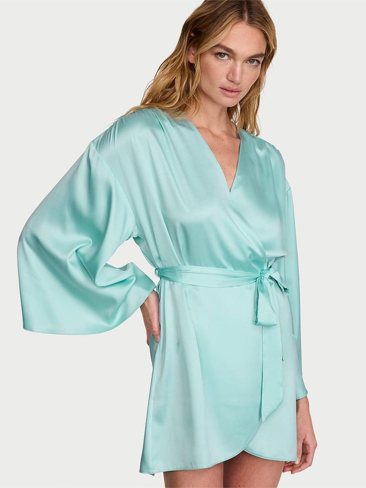 Victoria's Secret Blue Satin Short Robe-image-20