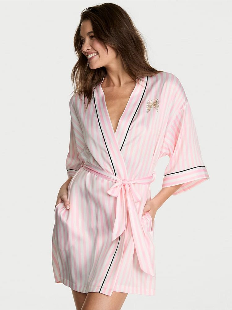 Victoria's Secret Multi-Color Signature Satin Short Piped Robe-image-23