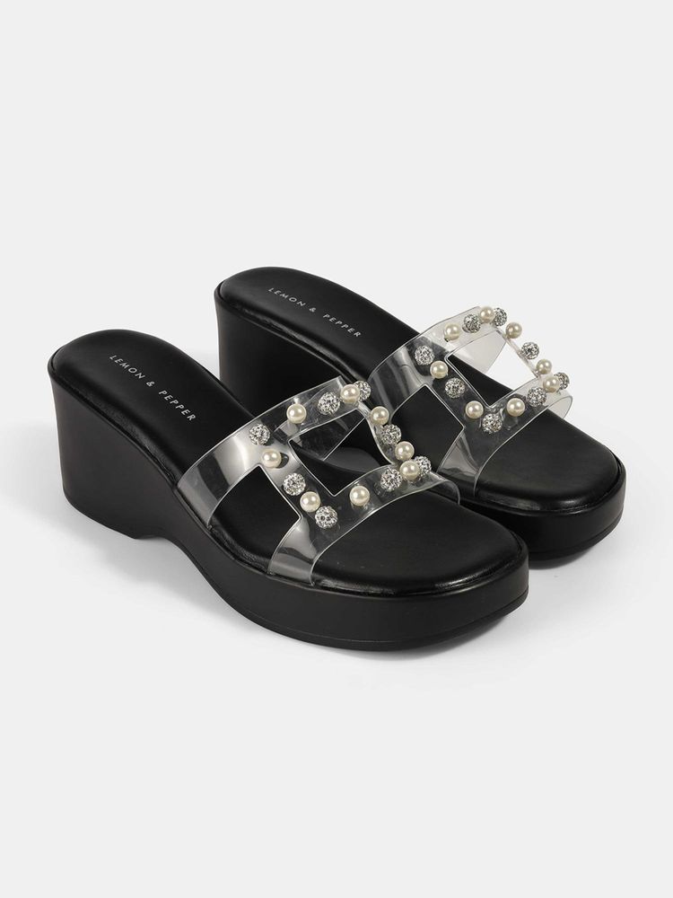 Lemon & Pepper Women Black Wedges-picture-40