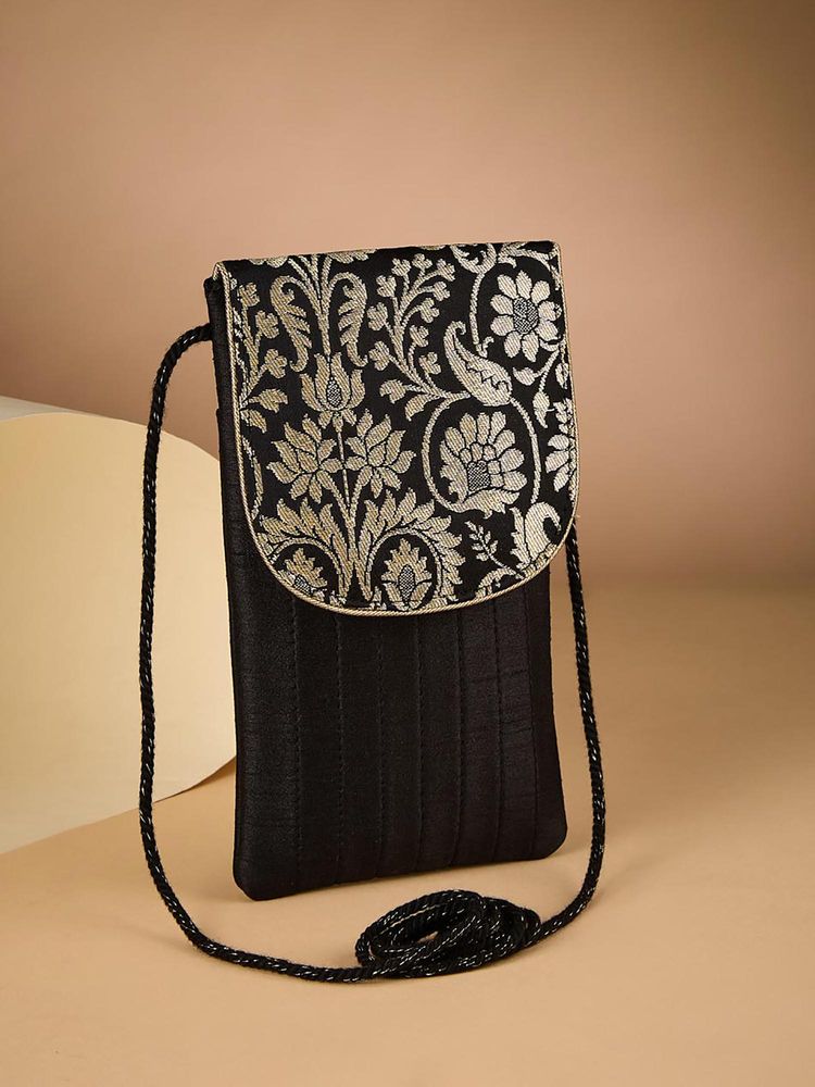 Fabindia Black Woven Polyester Mobile Pouch-image-7