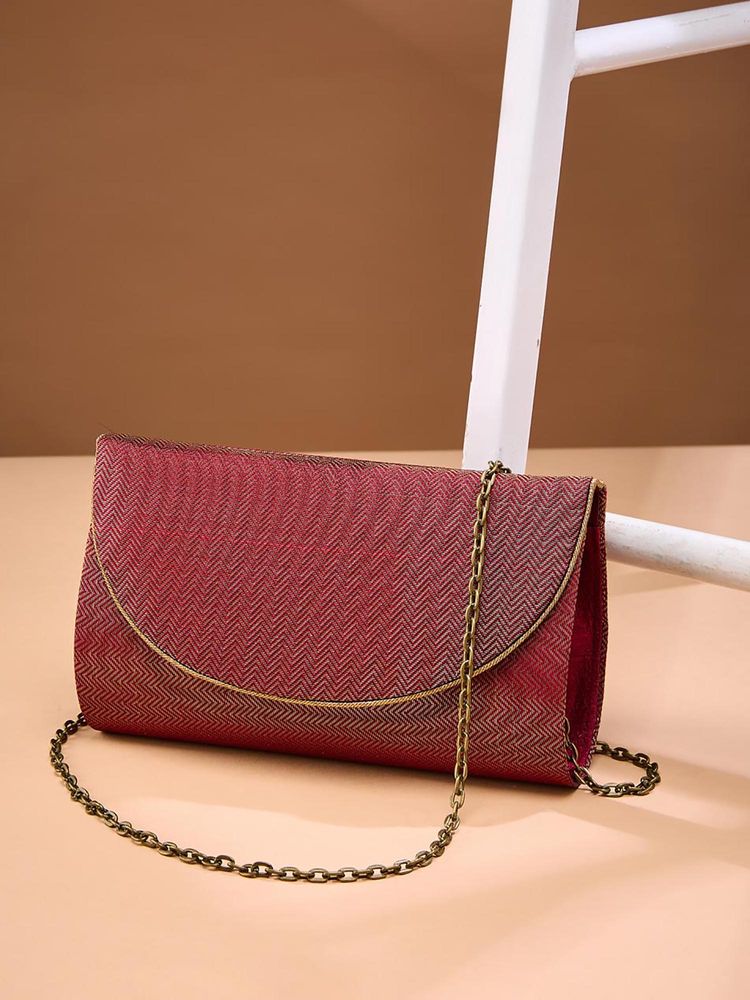 fabindia fashion Fabindia Maroon Textured Polyester Clutch-picture-12