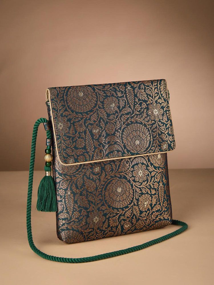 Fabindia Green Woven Polyester Sling Bag-image-12