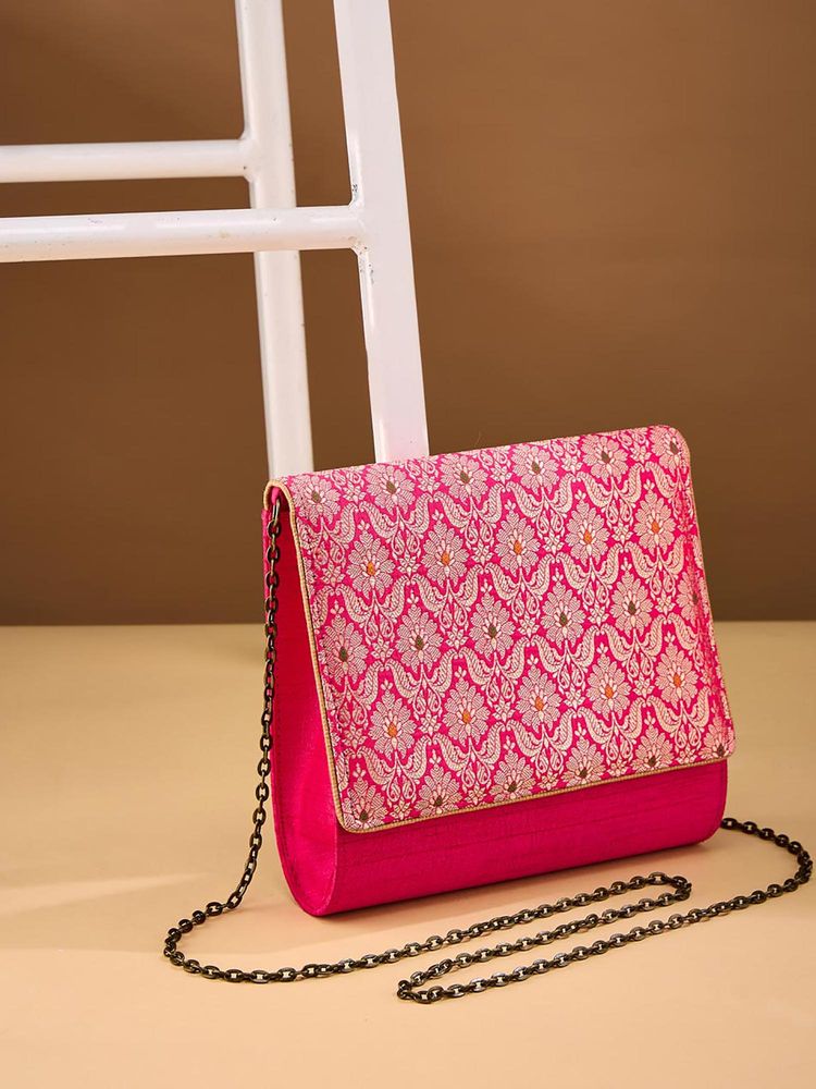 fabindia fashion Fabindia Pink Woven Polyester Clutch-picture-15