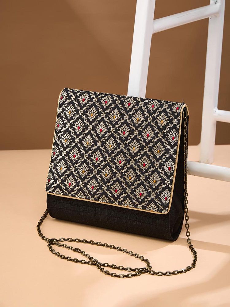 fabindia fashion Fabindia Black Woven Polyester Clutch-picture-11