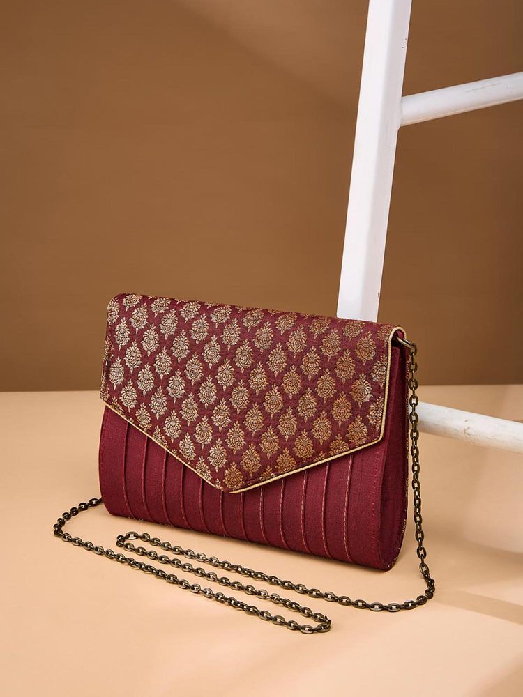 Fabindia Maroon Woven Polyester Clutch-image-17