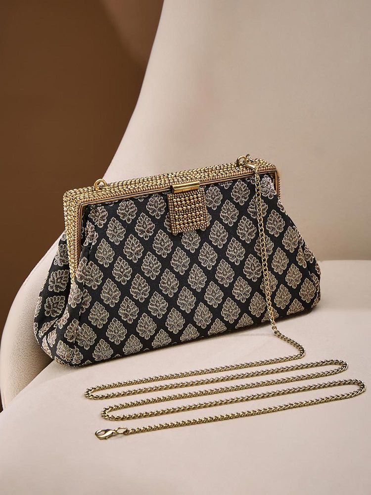 fabindia fashion Fabindia Black Woven Polyester Clutch-picture-12