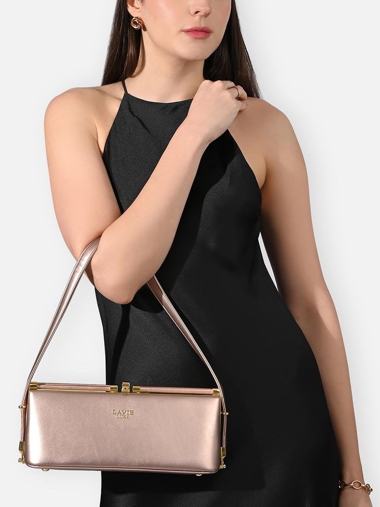 Lavie Luxe Rose Gold Solid Synthetic Leather Handbag-picture-23