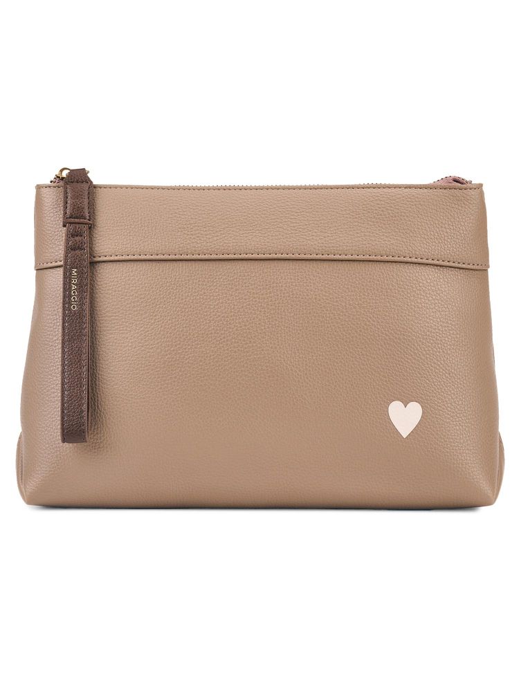 MIRAGGIO Beige Solid Pu Pouch-image-9