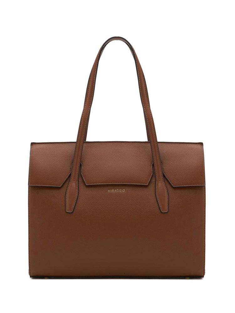 MIRAGGIO Brown Solid Pu Laptop Bag-image-5