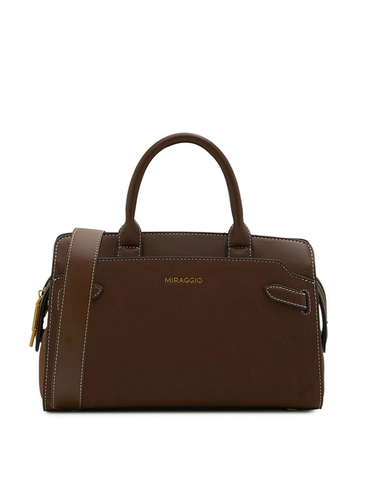MIRAGGIO Tan Solid Pu Handbag with Detachable Strap-image-32