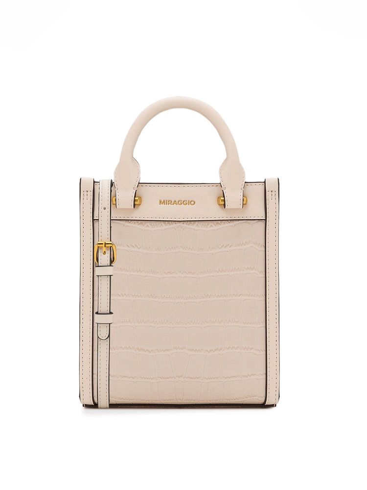 MIRAGGIO Ivory Solid Pu Handheld Bag with Detachable Strap-picture-38