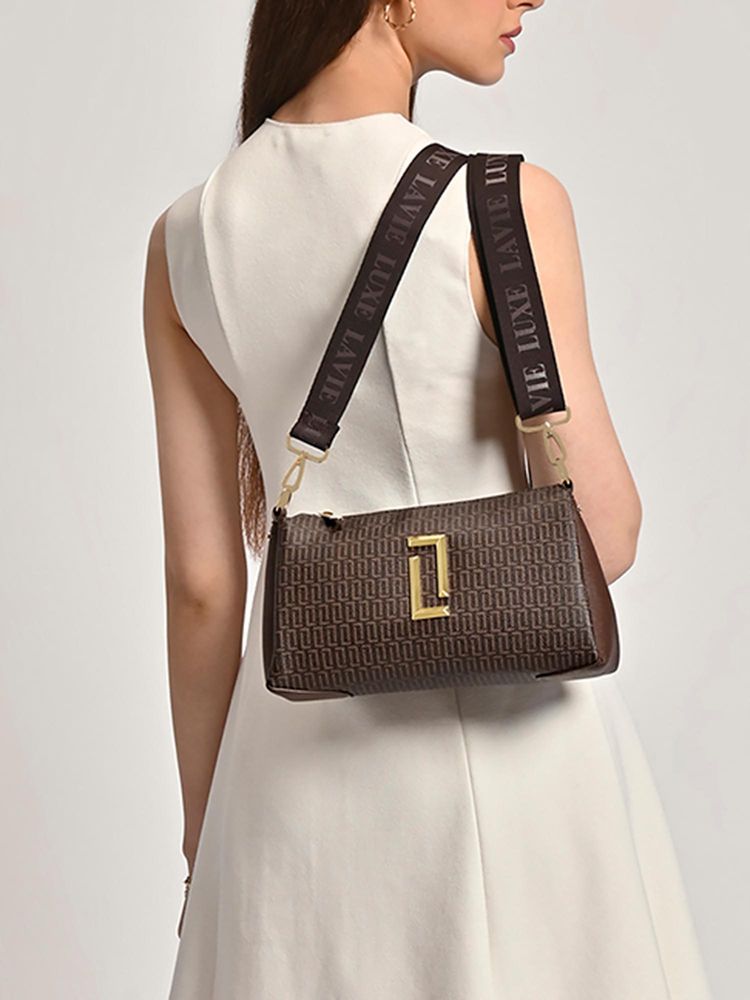 Lavie Luxe Brown Printed Synthetic Leather Sling Bag with Detachable Strap-picture-15