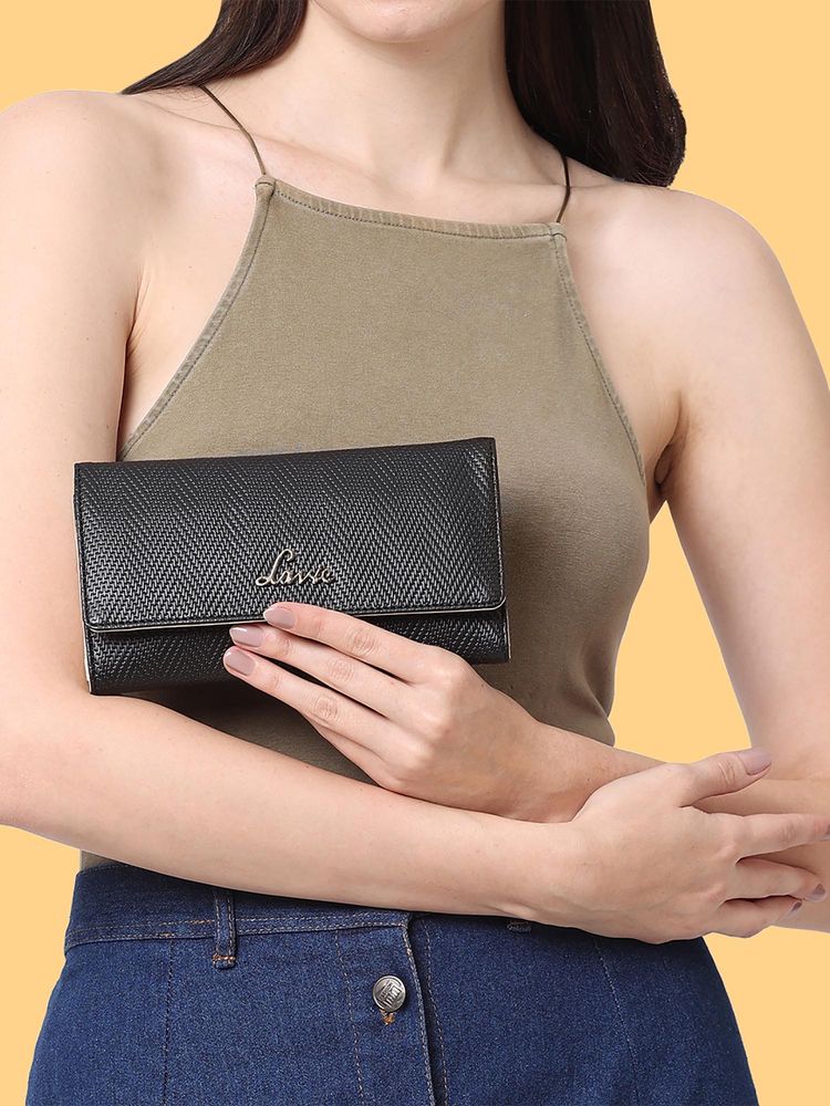 Lavie Black Solid Synthetic Leather Wallet-image-2
