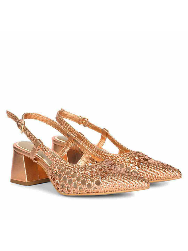 Saint G Women Bronze Hand Woven Leather Block Heels-image-34