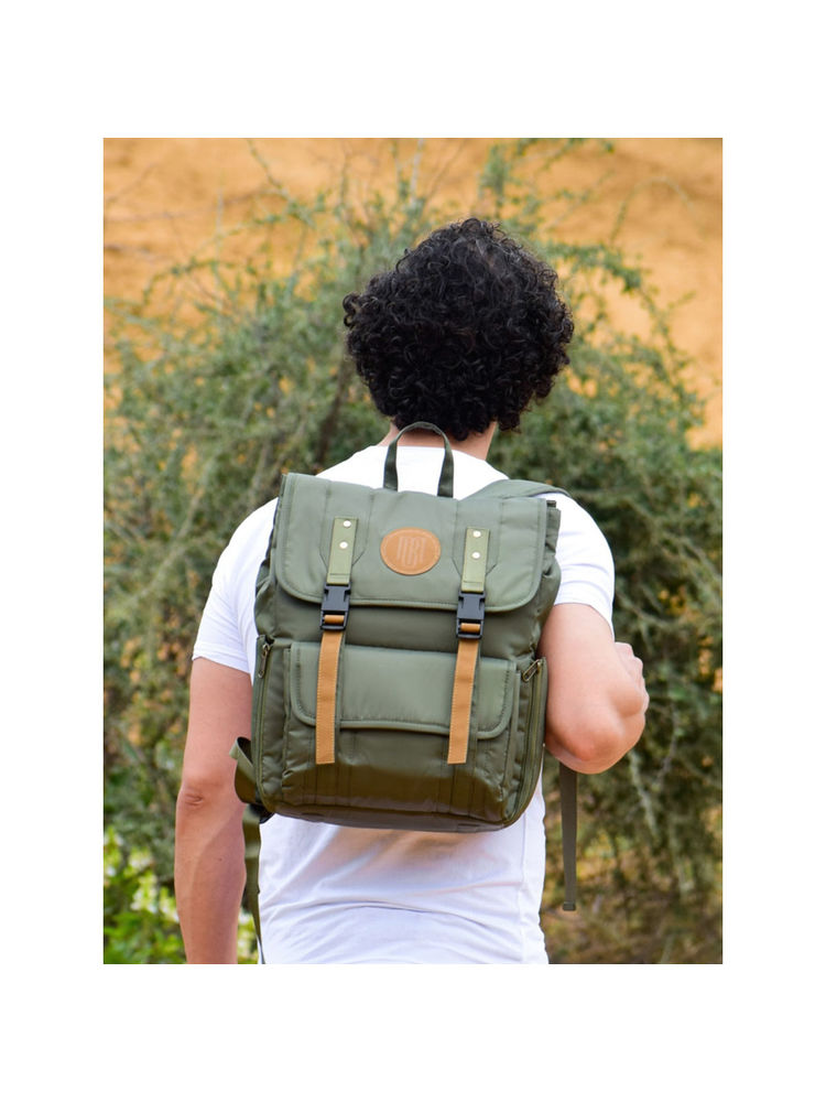 Mona B Unisex Troy Solid Green Backpack-picture-25