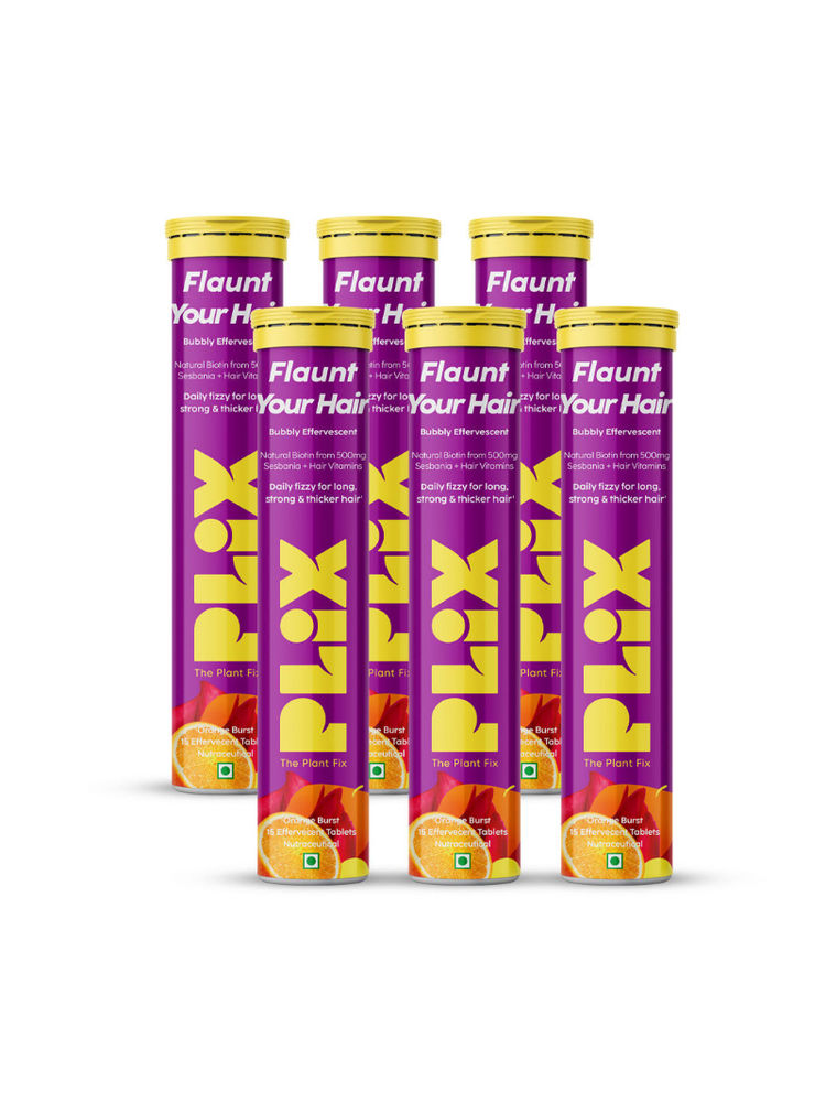 Plix Heavenly Hair With Natural Biotin Tablets - Orange Flavour - Pack of 6-image-47