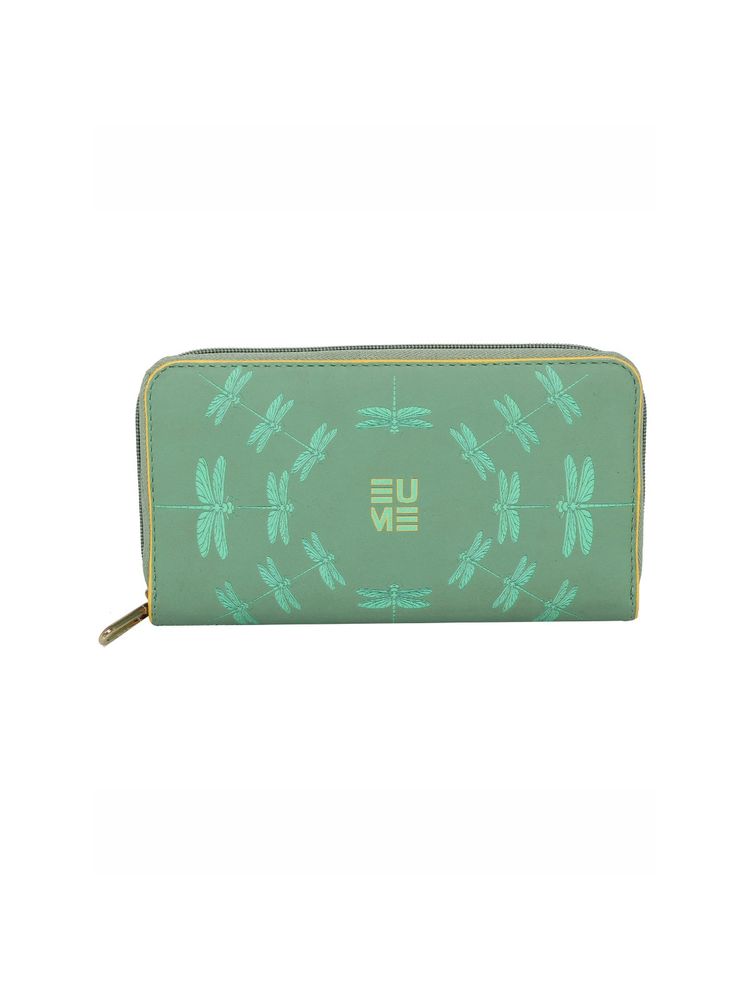 EUME Saffron Wing Vegan Leather Dragonfly UV Printed Women Wallet Basil Green (L)-image-26