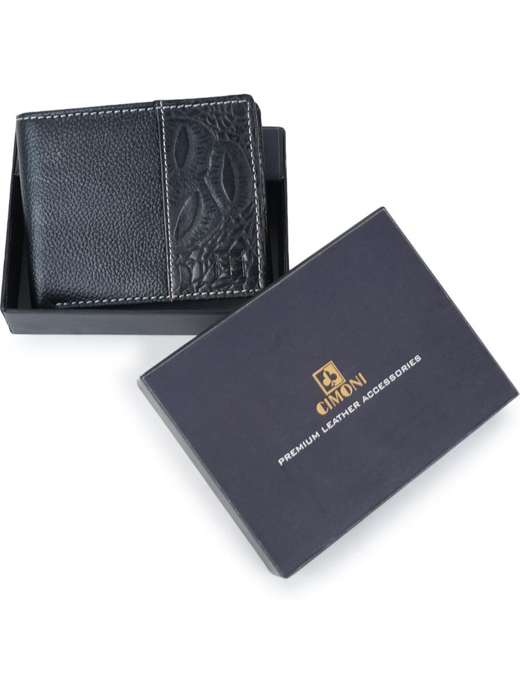 Cimoni Stylish Leather Ultra Slim Strong Stitching Black Wallet-image-48