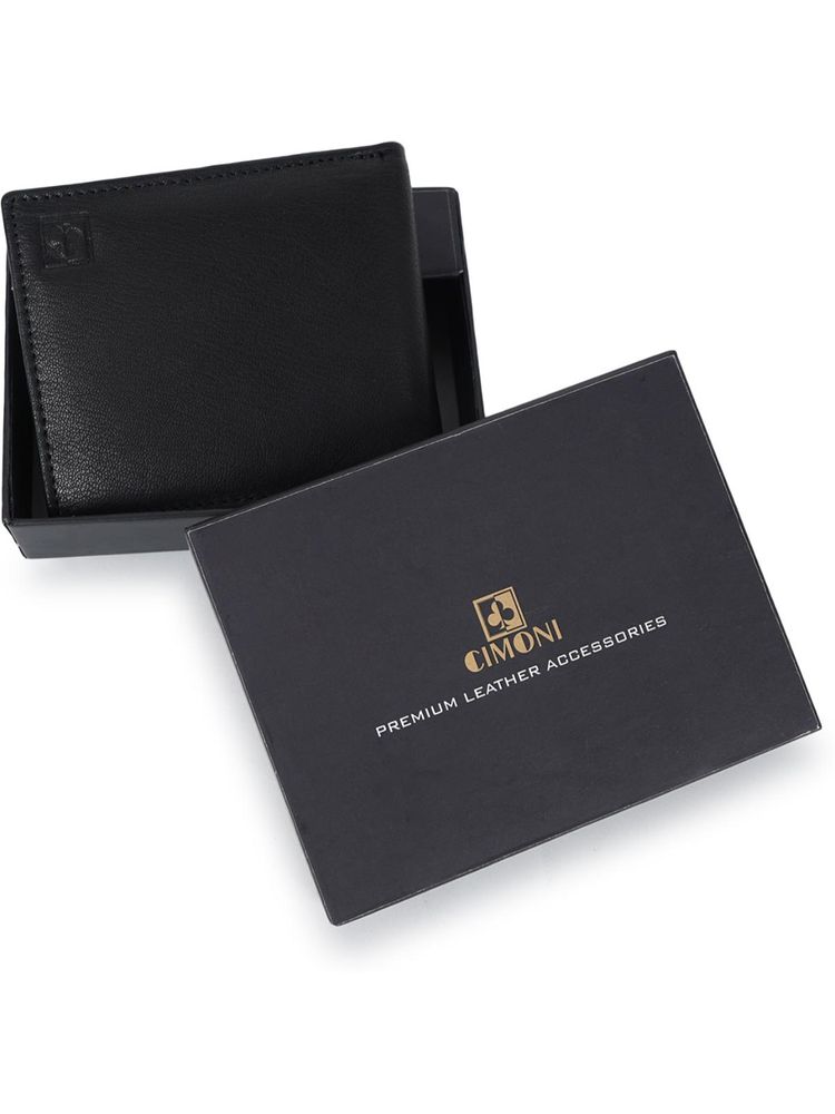 Cimoni Classy Leather Ultra Slim Strong Stitching Black Wallet-picture-13
