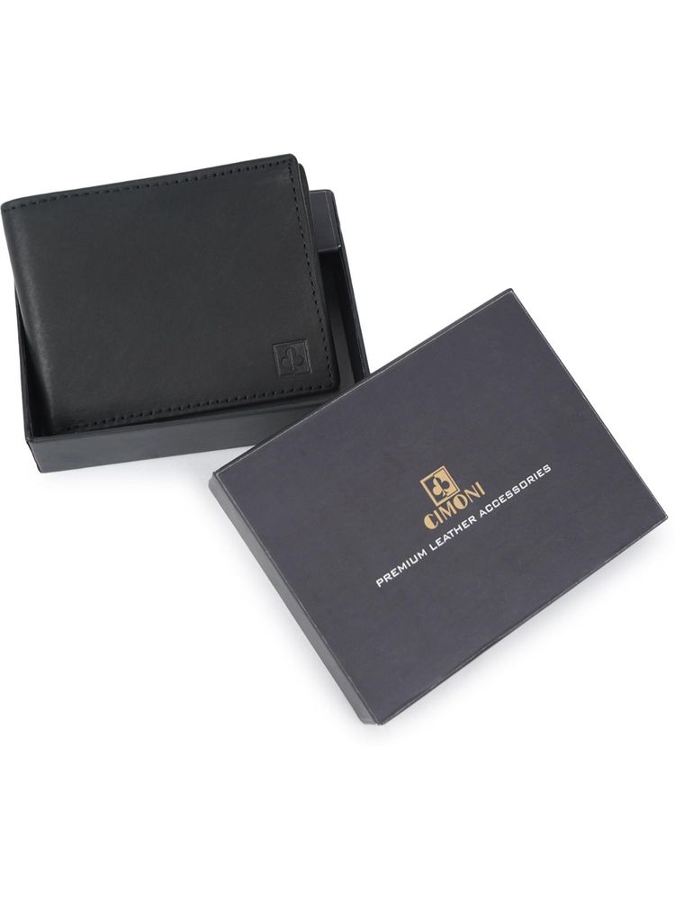 Cimoni Classy Leather Ultra Slim Strong Stitching Black Wallet-picture-13