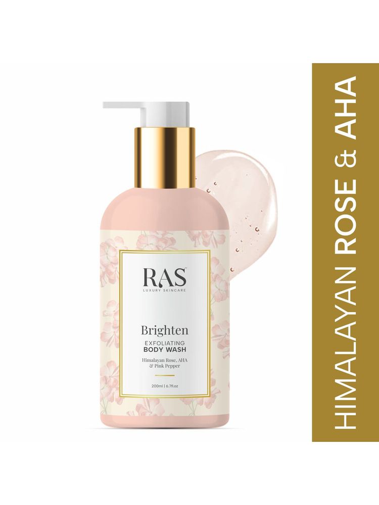 Ras Luxury Oils Brighten Exfoliating Aha Body Wash With Himalyan Rose & Pink Pepper - Sulphate Free-image-45