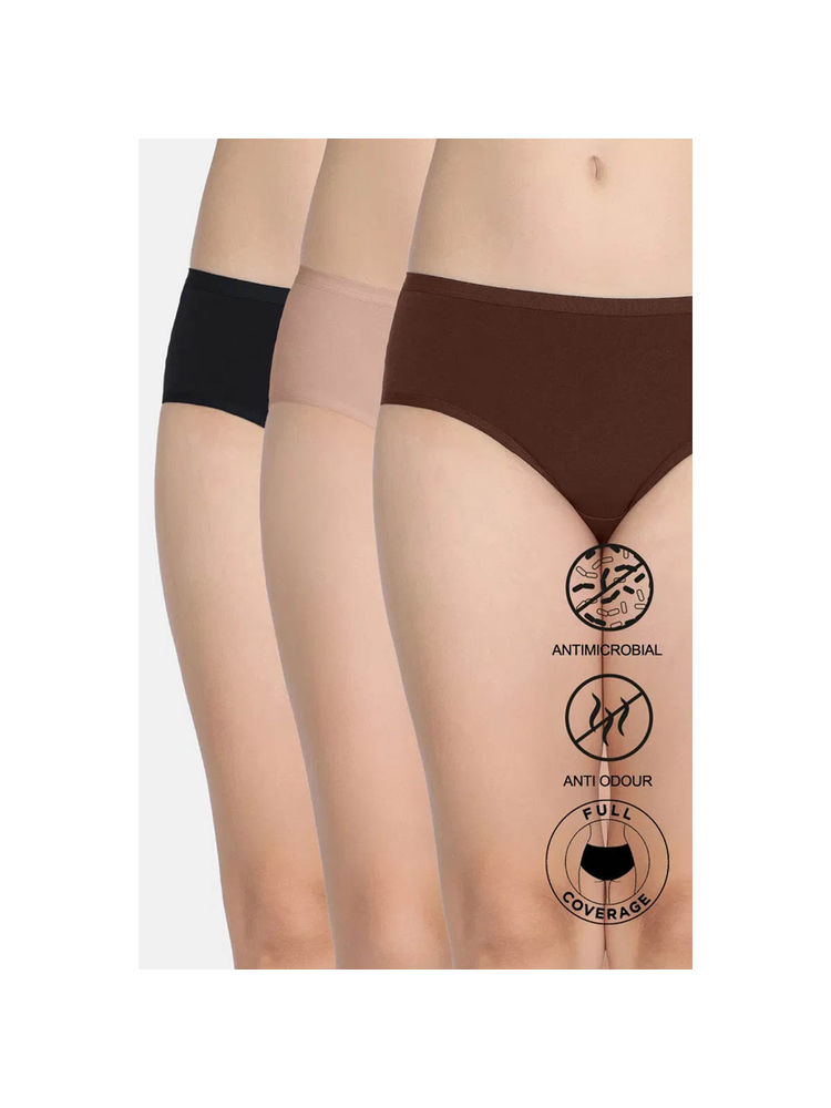 Zivame Low Rise Full Coverage Hipster Panty - Multicolor (Pack of 3)-picture-12