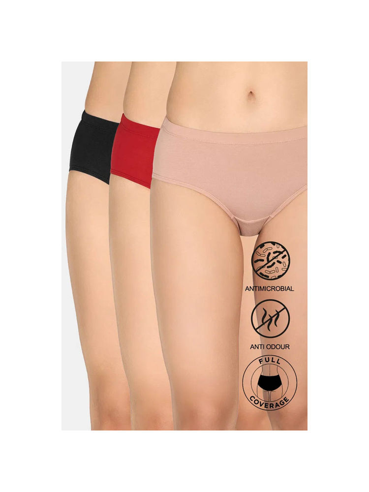 Zivame Full Coverage Medium Rise Hipster Panty - Multicolor (Pack of 3)-picture-19