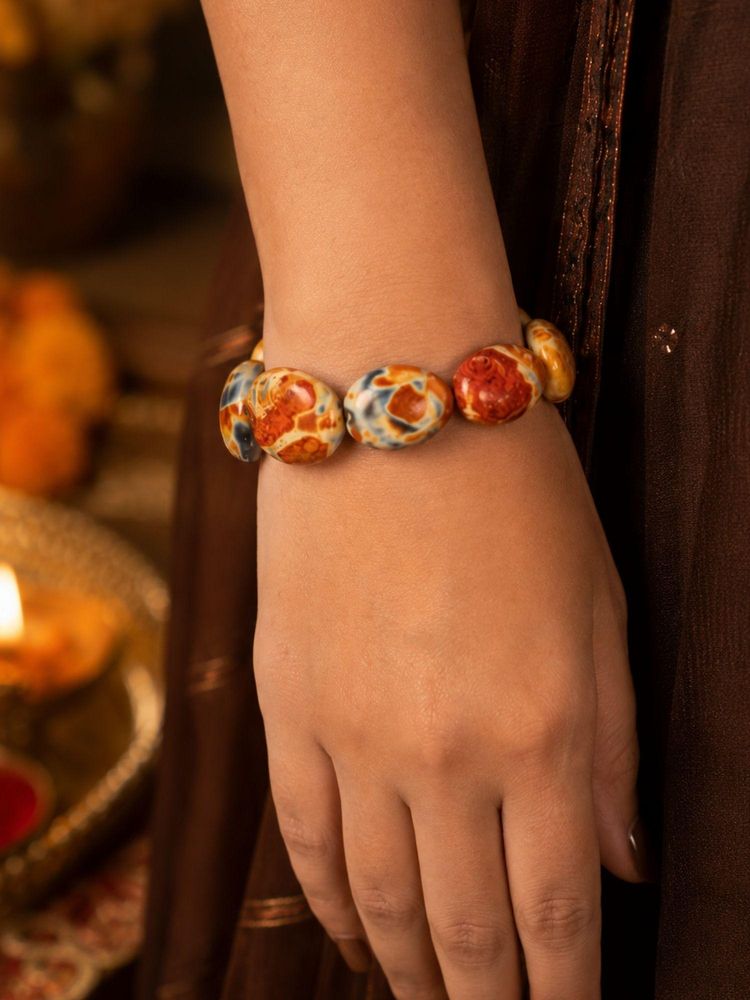 Digital Dress Room Agate Stone Heart Lumba Rakhi Bracelet for Bhabhi-image-18