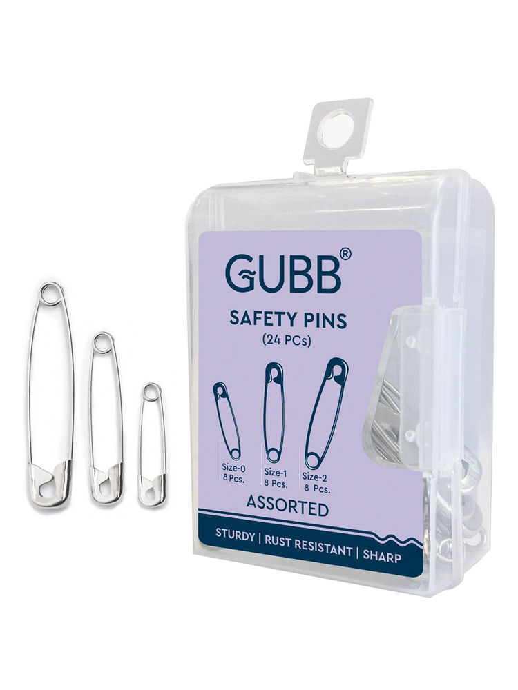 GUBB Assorted Size Safety Pin- Pack Of 24