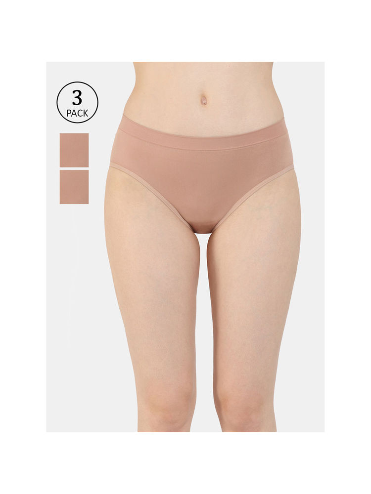 Zivame Low Rise Full Coverage No Visible Panty Line Hipster - Beige (Pack of 3)-picture-20