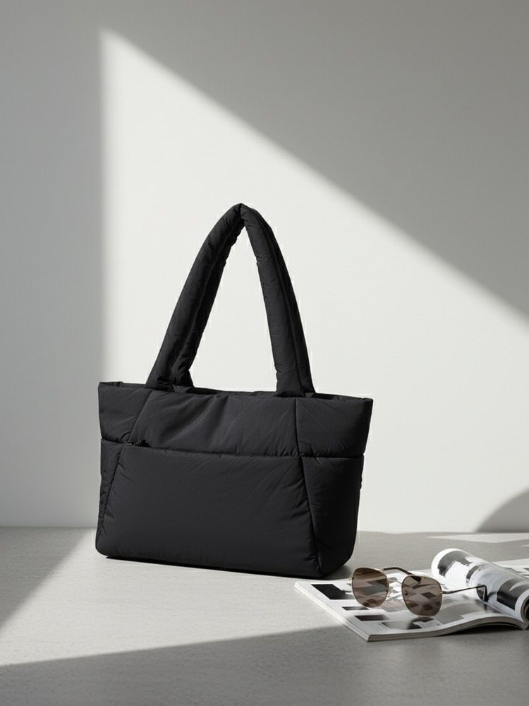 Accessorize London Women's Black Padded Quilted Tote Bag-picture-11