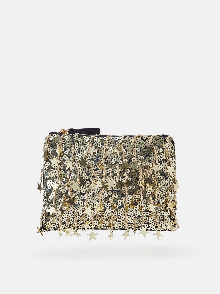 Accessorize London Women's Gold Star Sequin Pouch-picture-26