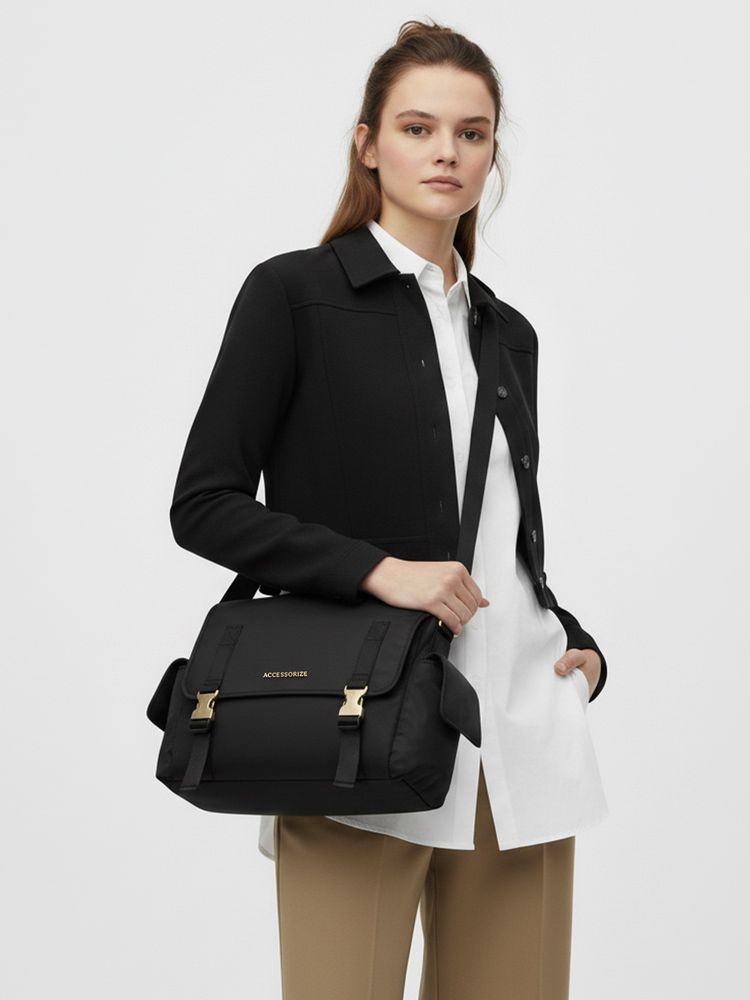 Accessorize London Women's Black Kendall Nylon Sling Bag-image-28
