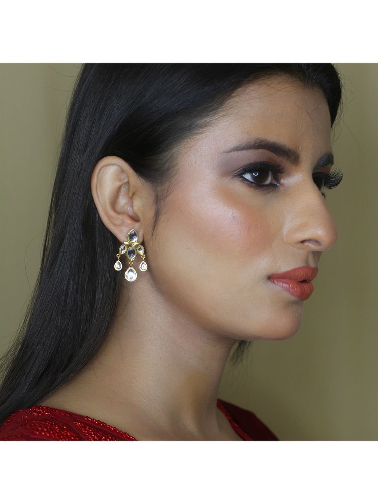 Amaltaas Sitara Dangle Art Deco Lotus Earring-image-37