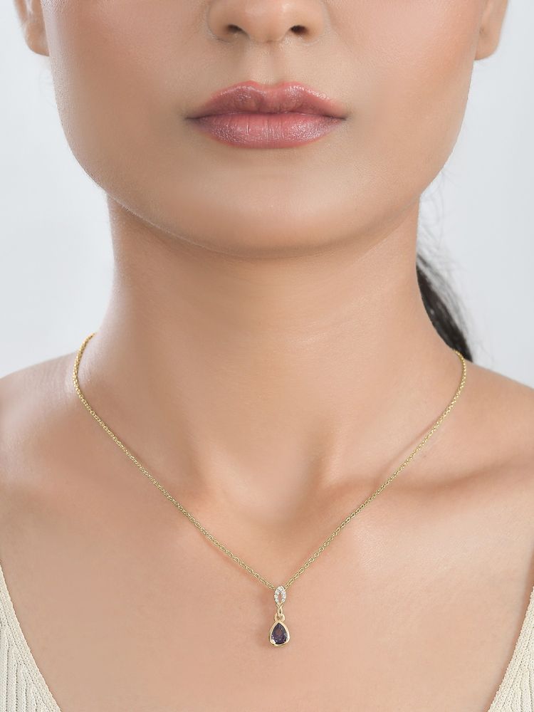 Ornate Jewels 925 Silver 18K Gold Plated Purple Amethyst Solitaire Necklace-picture-28